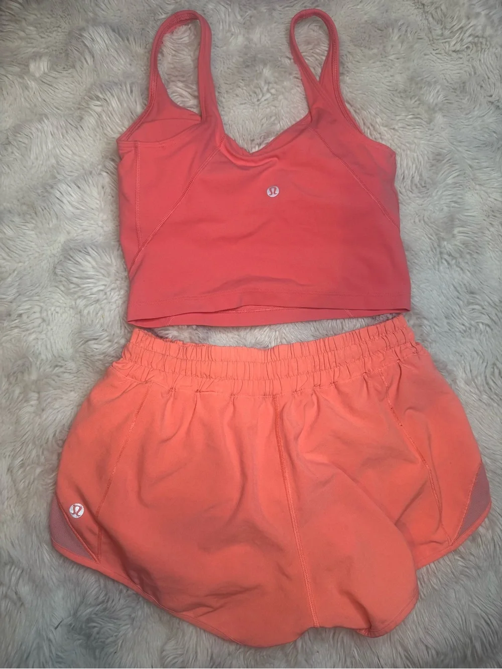 Coral lululemon align tank and short set